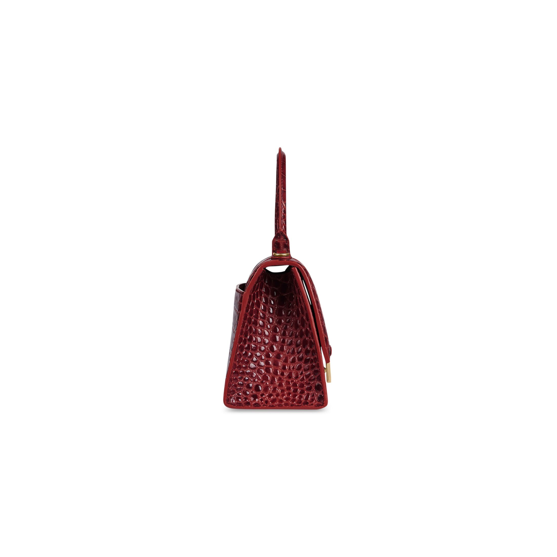 WOMEN'S HOURGLASS SMALL HANDBAG CROCODILE EMBOSSED IN DARK RED